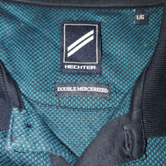 Daniel Hechter Men's Large Navy Blue  Patterned  Polo Shirt Double Mercerized - Picture 3 of 7